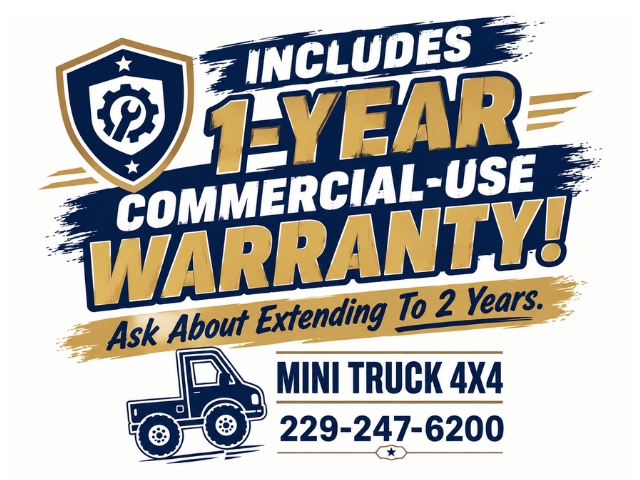 Mini Truck 1-year commercial use warranty included. Can extend to 2 years.